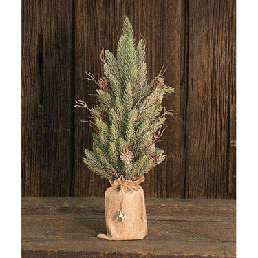 Snowy Glitter Pine Tree in Gift Bag, 18
